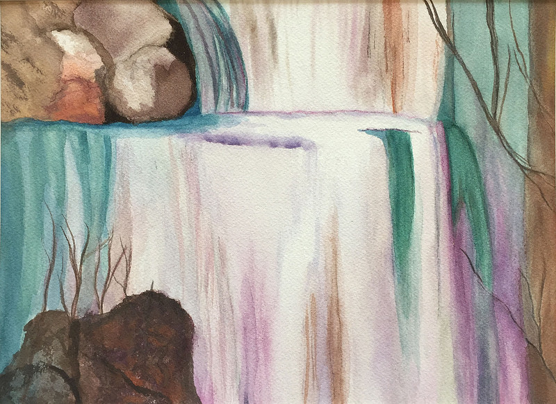 Linda's Waterfall- 11"x14", Watercolor on Paper 2016