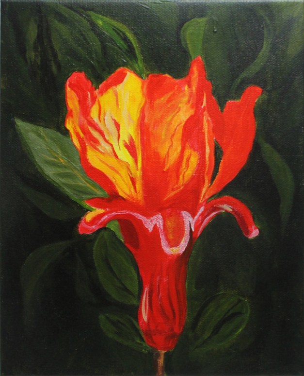 Flower on Fire- 11"x14", acrylic on canvas, 2016 - Sold